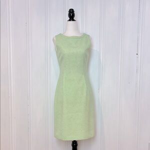 NWOT ELIE TAHARI Elegant Light Green Tweed Cocktail Dress with a Modern Twist